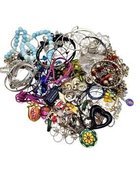 Vintage Modern Costume Lot Craft Junk Resell Wearable 3lbs.